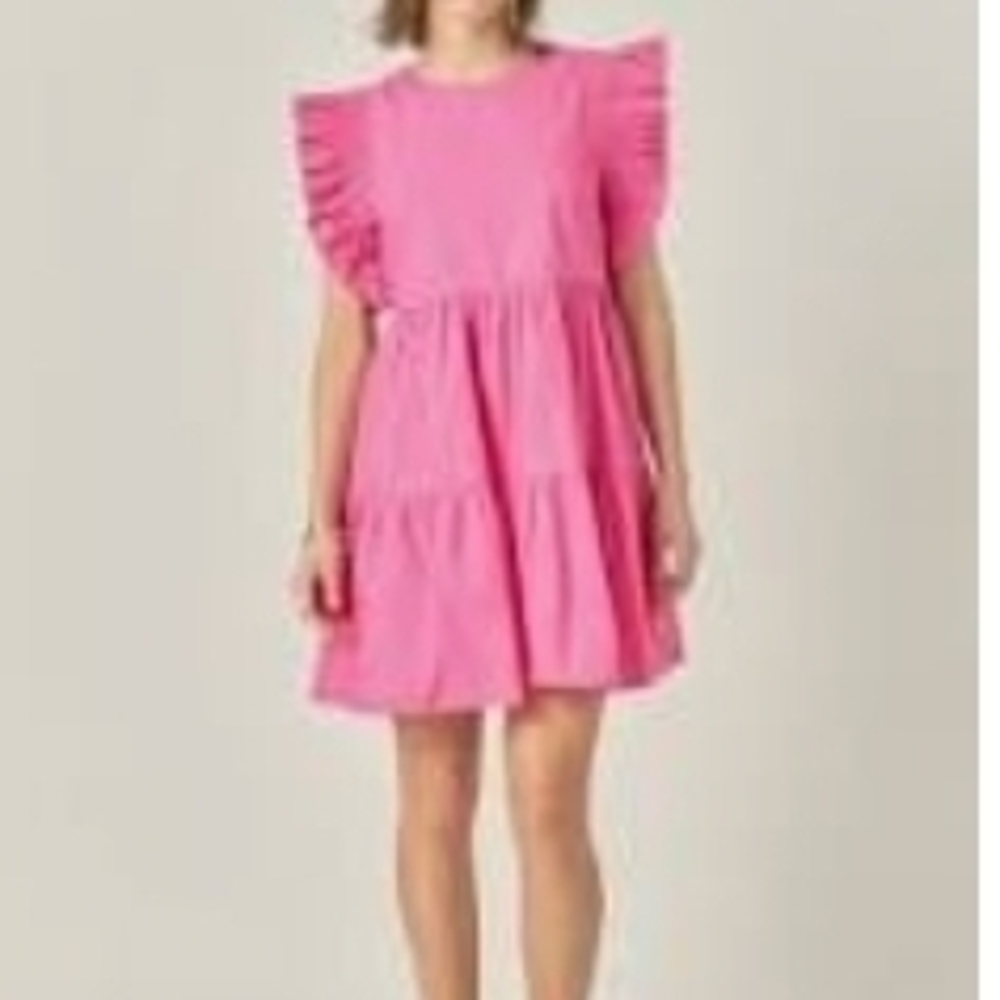 Nwt Womens Plus Size 3X English Factory Pink Ruffled Mini Dress